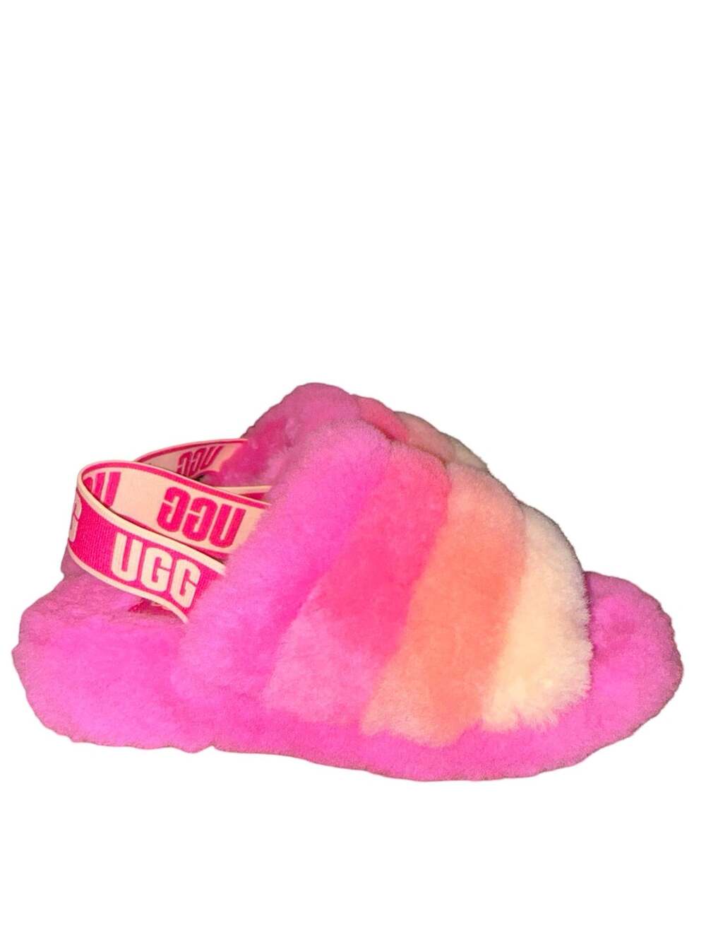 UGG Fluff Yeah Slide Pink Multi Slippers Size 6